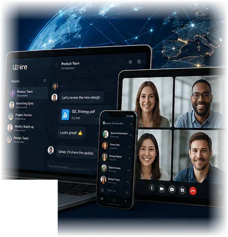 Wire secure messaging and video conferencing on laptop, tablet and phone